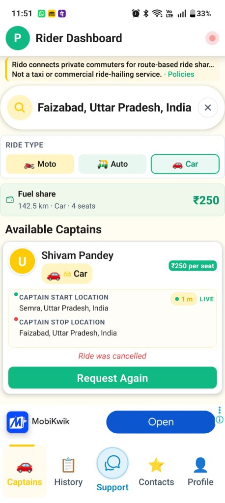 Rido Rider Dashboard